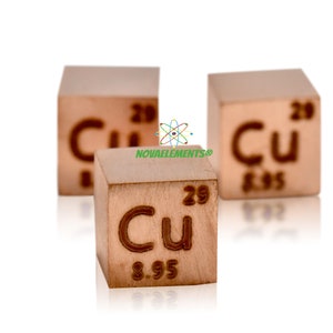 Copper cube density 10x10x10mm, Periodic Table of the Elements, Copper metallic cube 10 mm 99.99%