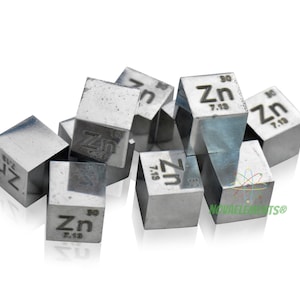 Zinc cube density 10x10x10mm, Periodic Table of the Elements, Metallic cube zinc 10mm 99.99%