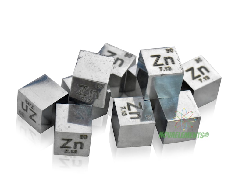 Zinc Cube Density 10x10x10mm Periodic Table of the Elements Etsy