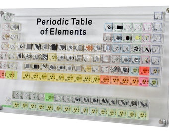 Portable Periodic Table of the Elements with Real Elements, Set of 118 Acrylic Cubes containing 82 Elements