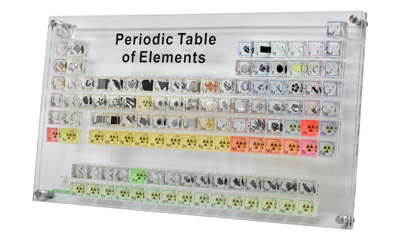 real periodic table of elements set for display and collection