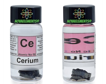 Cerium metal element 58, Periodic Table of the Elements, Cerium metal, Cerium pieces, Cerium in vial with label 1 gram 99.9% pure