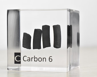 Carbonio elemento in cubo acrilico da 50mm, Carbonio Grafite cilindri, 99.95% puro, cubo acrilico per collezione di elementi