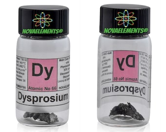 Dysprosium metal element 66, Periodic Table of the Elements, Dysprosium metal, Dysprosium pieces in vial with label 1 gram 99.9%