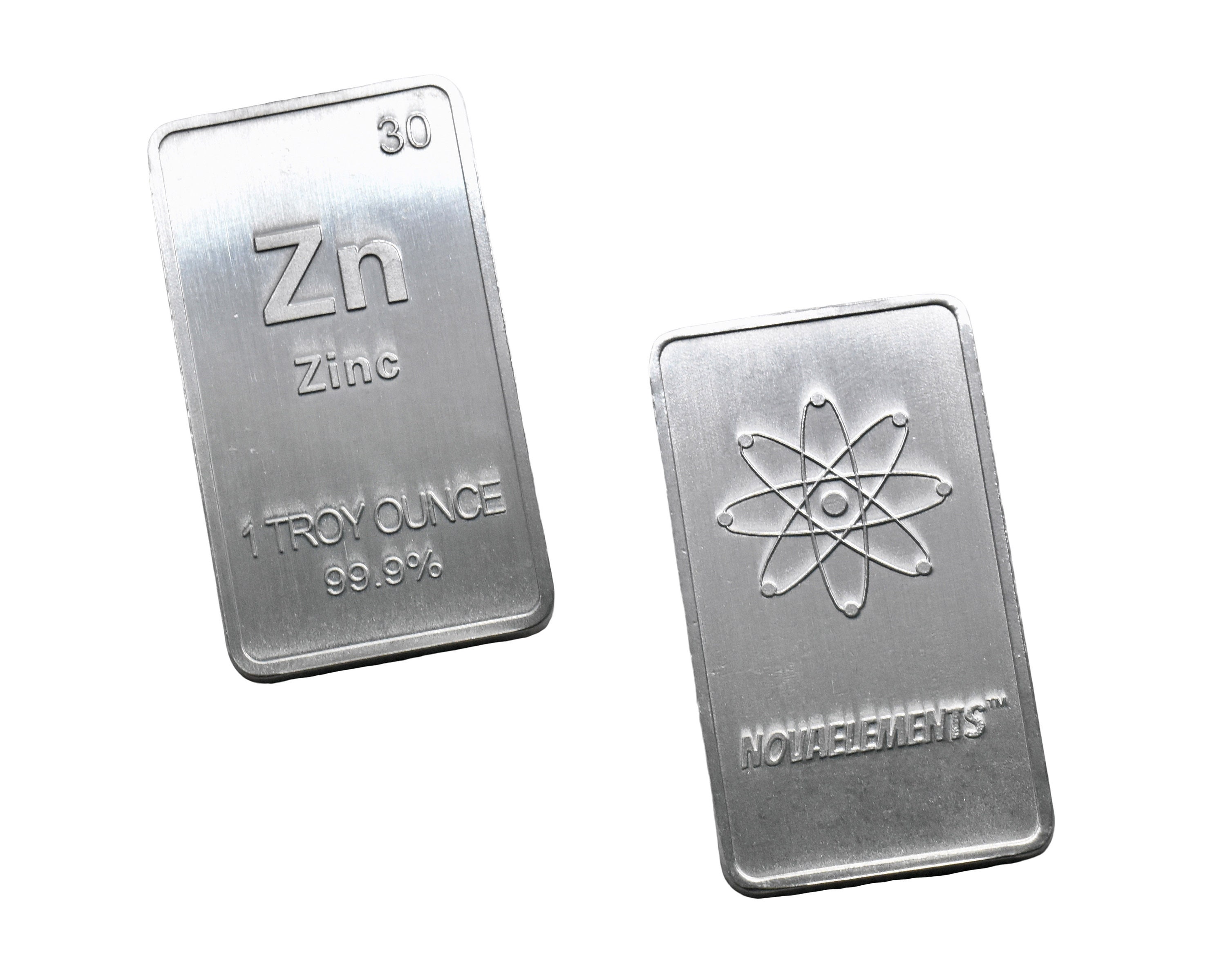 Zinco lingotto, Tavola Periodica degli Elementi, Zinco metallico lingotto 50x28mm, 1 Troy Ounce 99.9% (31.1 grammi)