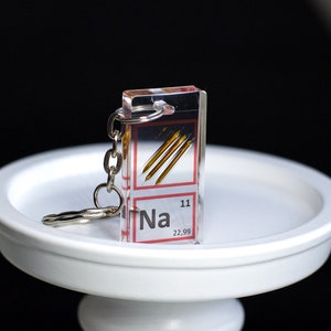Sodium metal ampoules for collection, Sodium keychain, Periodic Table of Elements Keychain, Sodium Periodic Tile