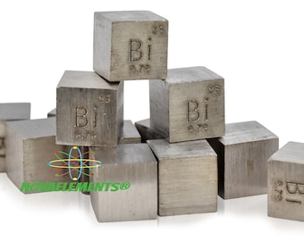 Vismutkub densitet 10x10x10mm, Periodiska systemet, Vismutmetallkub 10mm 99,99% ren