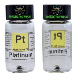 Platinum Metal 0.5 Grams, Periodic Table of Elements, Lustrous Platinum Half Pellet in Vial with Label 99.95% Pure