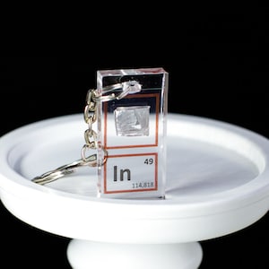 Indium metal sample for collection, Indium keychain, Periodic Table of Elements Keychain, Indium Periodic Tile