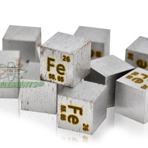 Ferro cubo densità 10x10x10mm, Tavola Periodica degli Elementi, Ferro cubo metallico 10mm 99.99% puro