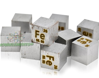 Järnkubdensitet 10x10x10mm, Periodiskt system, Järnmetallkub 10mm 99,99% ren