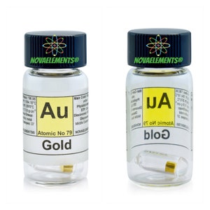 Metallic Gold element 79, Periodic Table of the Elements, Gold 100mg 99.99% 24K in vial with label