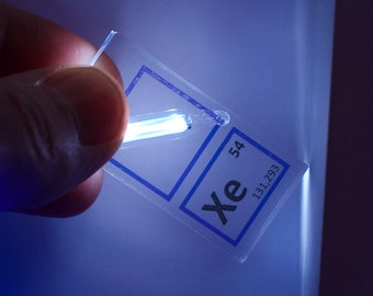 Xenon mini ampoule for collection, Xenon keychain, Periodic Table of Elements Keychain, Xenon Periodic Tile