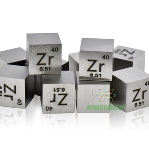 Cubic zirconium density 10x10x10mm, Periodic Table of the Elements, Metallic cubic zirconium 10 mm 99.95%