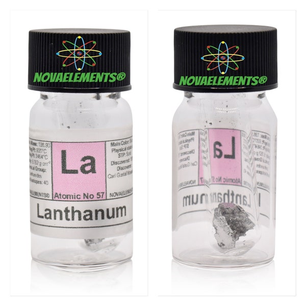 Lanthanum Metallic Element 57, Periodic Table of the Elements, Lanthanum 1 Gram 99.9% Lustrous Sealed in Argon, Ampoule and Vial