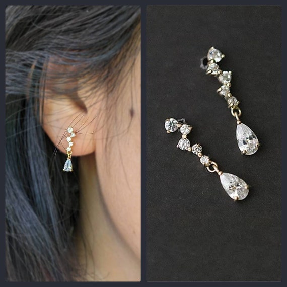 Teardrop Earrings Waterdrop Earrings Pear Shaped Earrings Gold