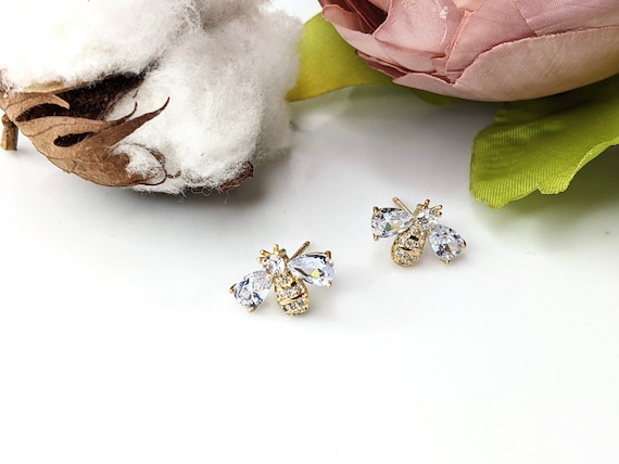 Crystal bee earrings deals