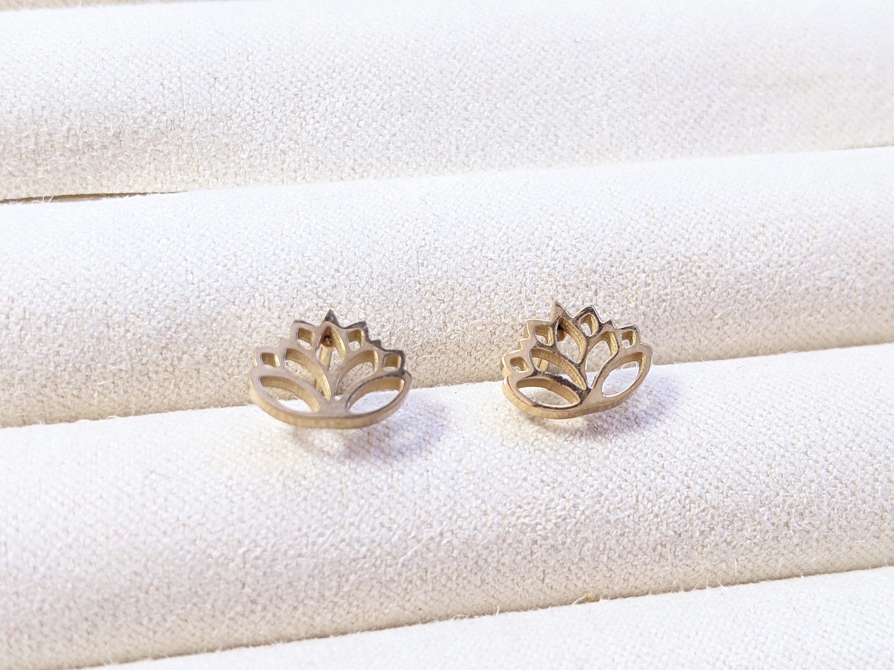 Lotus flower diamond best sale earrings
