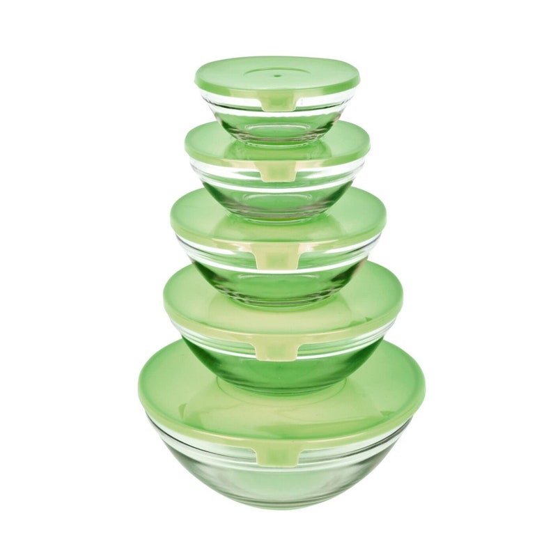 10pc. Glass Bowls With Lids Food Storage Container Kitchen Etsy