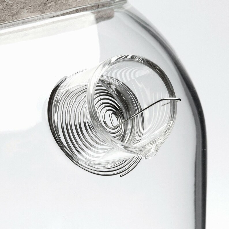 Brocca d'acqua in vetro barattolo con coperchio in legno e filtro a spirale 1,8 l immagine 3