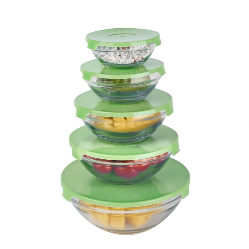 10pc. Glass Bowls With Lids Food Storage Container Kitchen Etsy