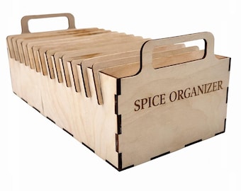 Wooden Spice Organizer with Compartments | Kitchen Counter Storage