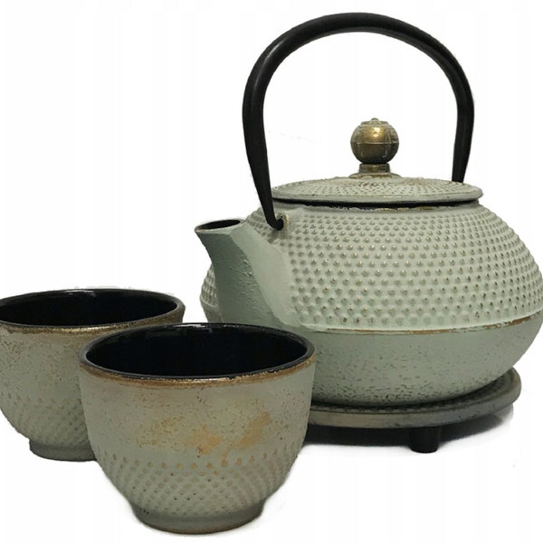 Théière japonaise en fonte Théière avec infuseur et 2 tasses, Bouilloire avec infuseur, Théière vintage