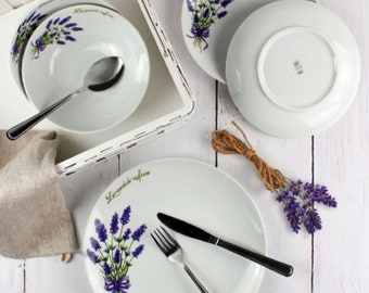 Porcelain Dinnerware Set for 6 12 18 24, Ceramic Dinnerware Set, Lavender Dinner Set , Dinner Plate, Soup Bowl, Salad Plates, Dish Set