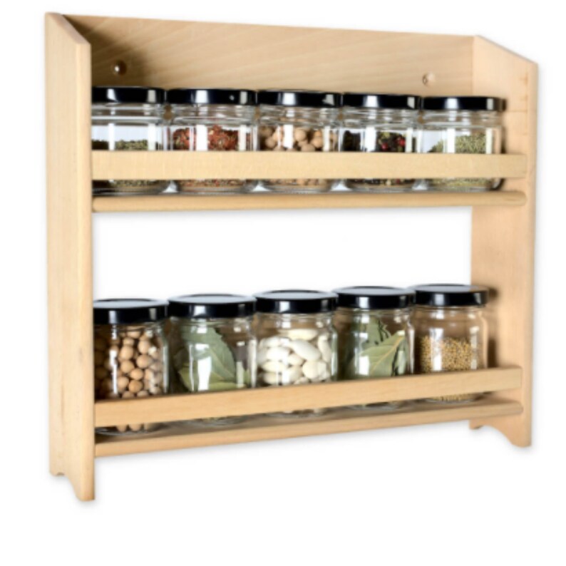 Wooden Shelf Spice Rack 5x 120ml Spice Jar 5x 150ml Spices Jar, Kitchen