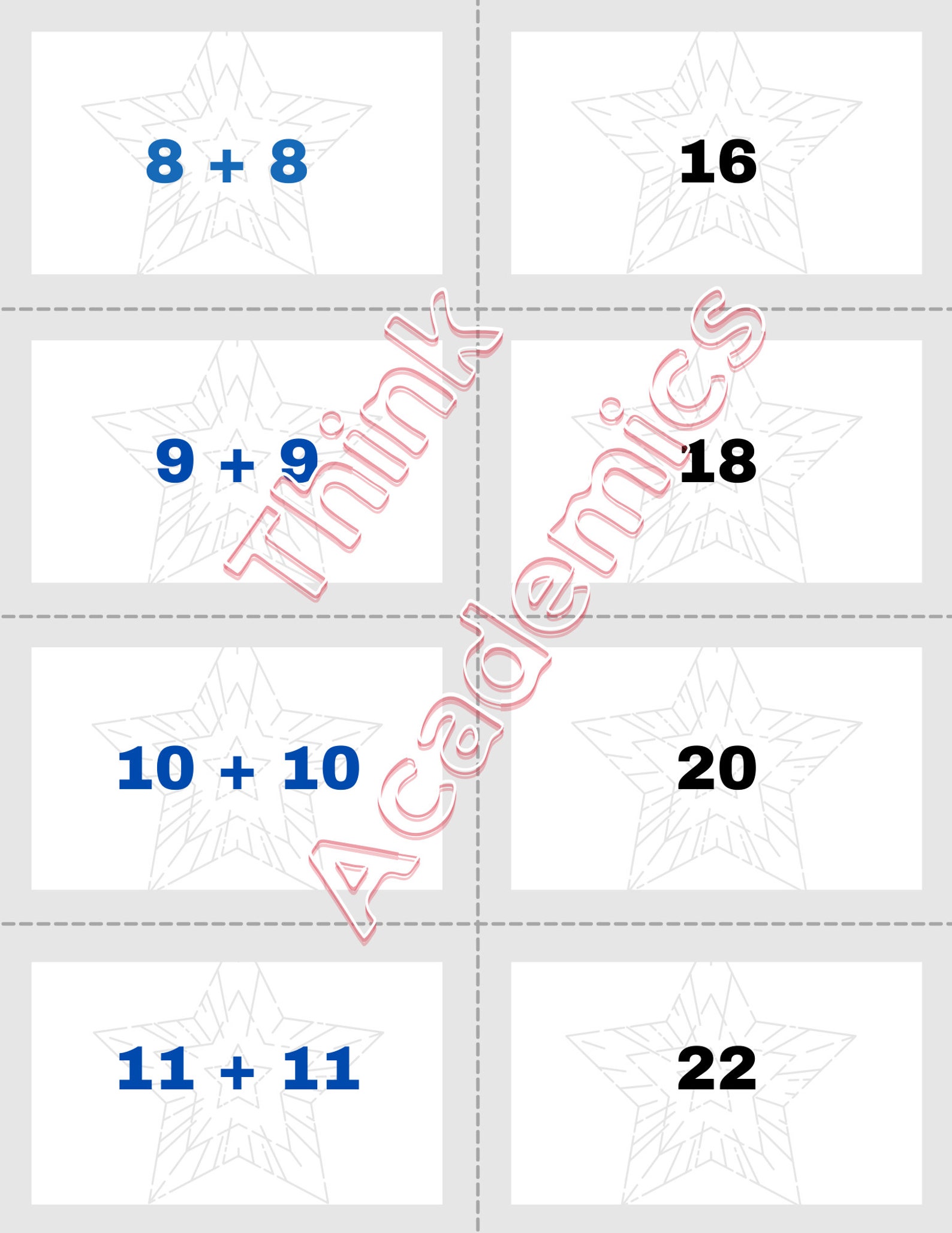 Adding Doubles & Flashcards. 1st Grade. 6 Etsy