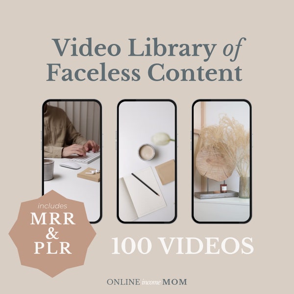 Faceless Video Content Bank with Neutral Aesthetic for Digital Marketing with MRR/PLR Low Ticket Item