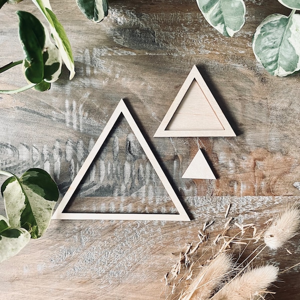 10x Triangle Wood Shapes Cutouts  / Equilateral Triangle Craft Shape / Hollow Wooden Triangle | 3mm Laser Cut Plywood Cut Outs