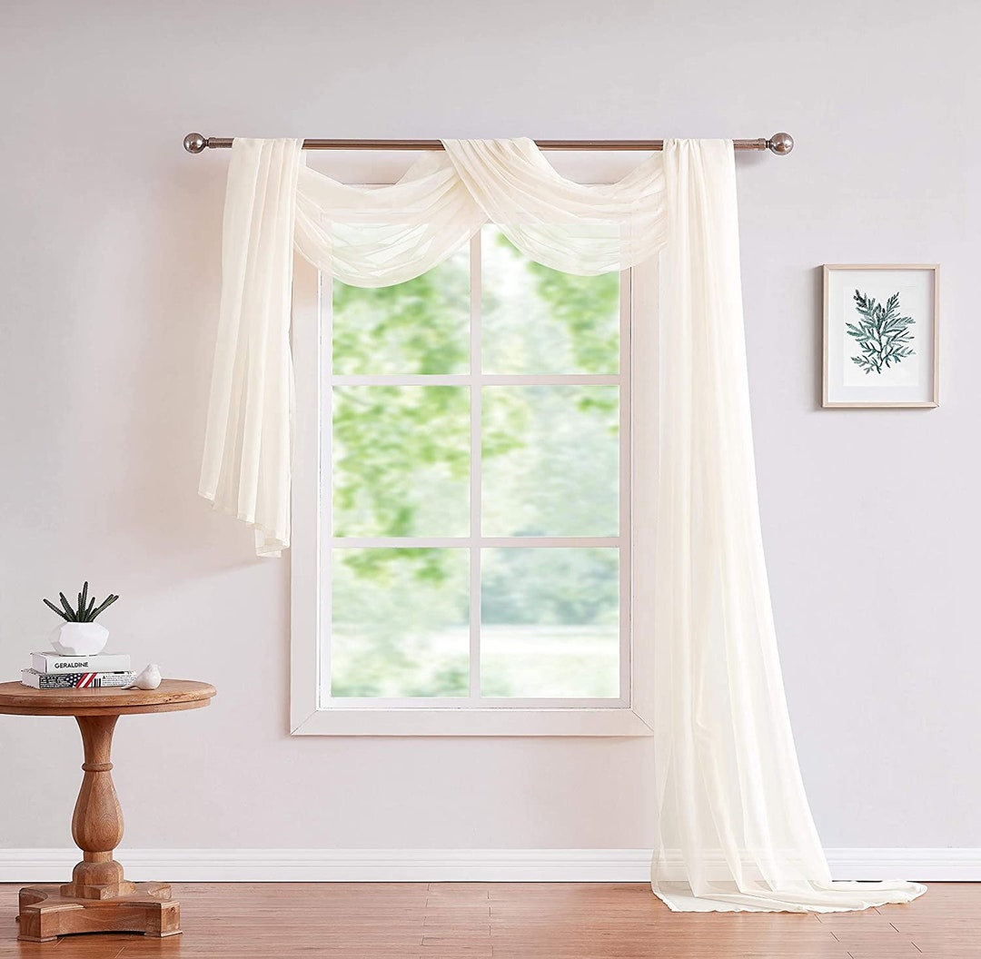 Decosource 56 X 144 Sheer Window Scarf Fabric Sheer Voile Curtain for ...