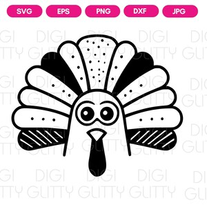 Turkey Face SVG, Digital Design for Laser Cutting, Cricut, Silhouette, Thanksgiving & Christmas vector illustration, instant download