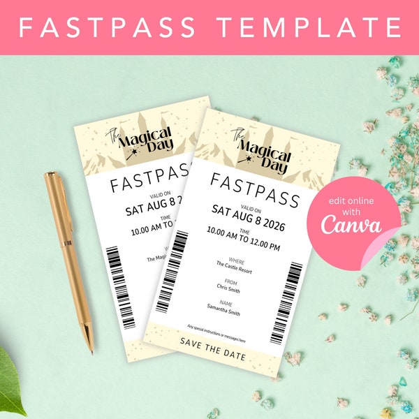 FastPass Template for Invitations, Events and Special Occasions, Customizable in Canva