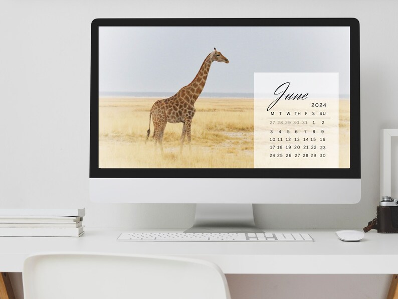 Desktop Wallpapers Calendar 2024 Template Canva Editable Etsy UK