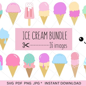 Eis svg Bundle, Sommer png Clipart. Eiswaffeln geschnittene Dateien für Cricut und Silhouette. Direkter digitaler Download png, jpg, pdf und svg