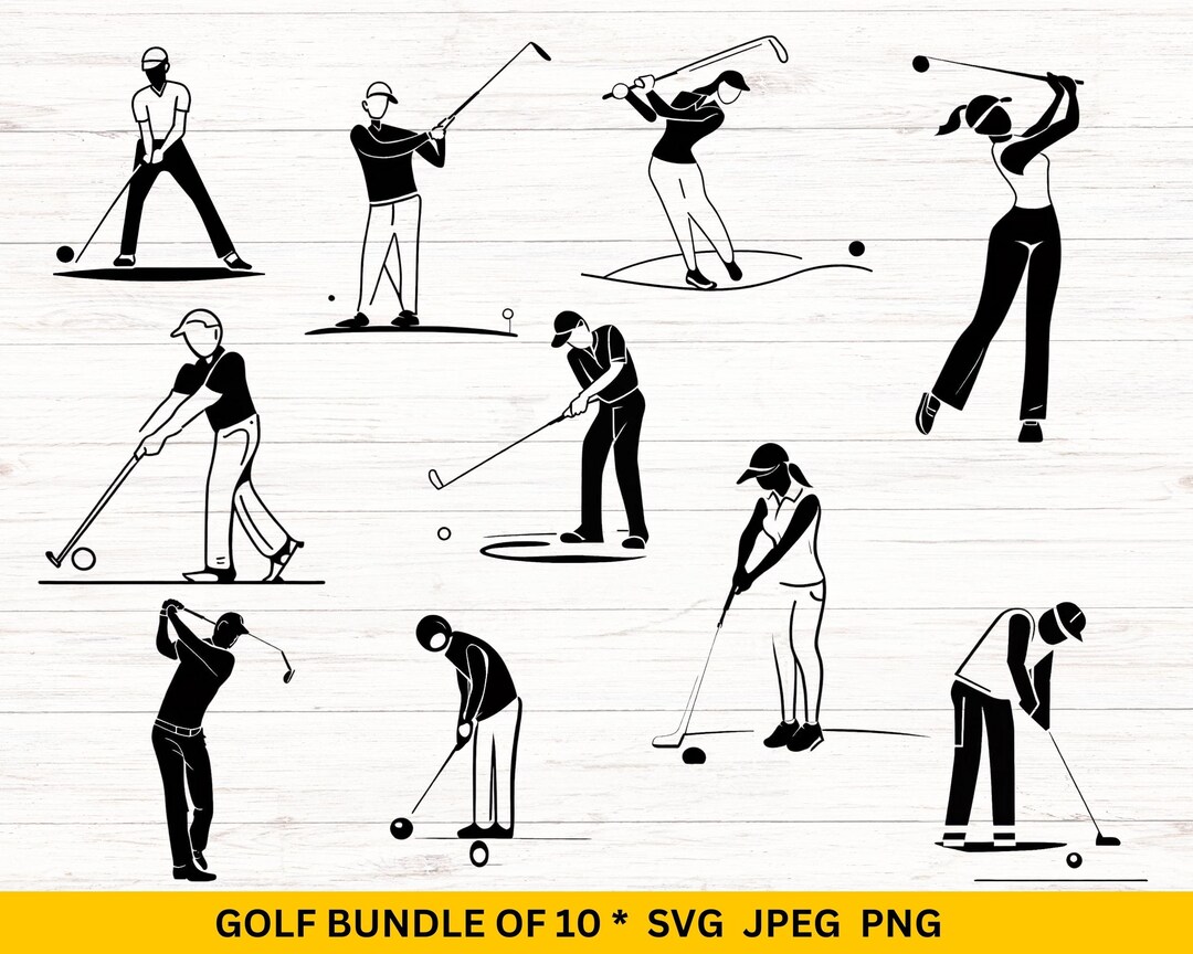 Golf SVG Bundle of Golfer Silhouettes, Cricut and Silhouette Cut Files ...