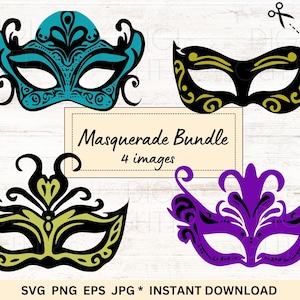 Karneval Maske svg Bundle, 4 überlagerte Schnittdateien für Cricut und Silhouette, Mardi Gras Designs, Direkter Download, kommerzielle Nutzung, png, jpg, eps