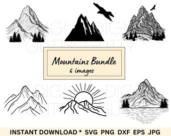 Mountain SVG Bundle, Outdoor Designs, Cricut Silhouette Cut Files (Digital Download)