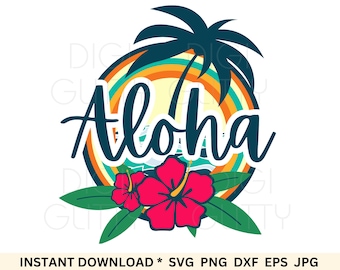Aloha SVG, tropisches Shirt Design png, Sommer Sublimation Datei, geschnitten Datei für Cricut und Silhouette