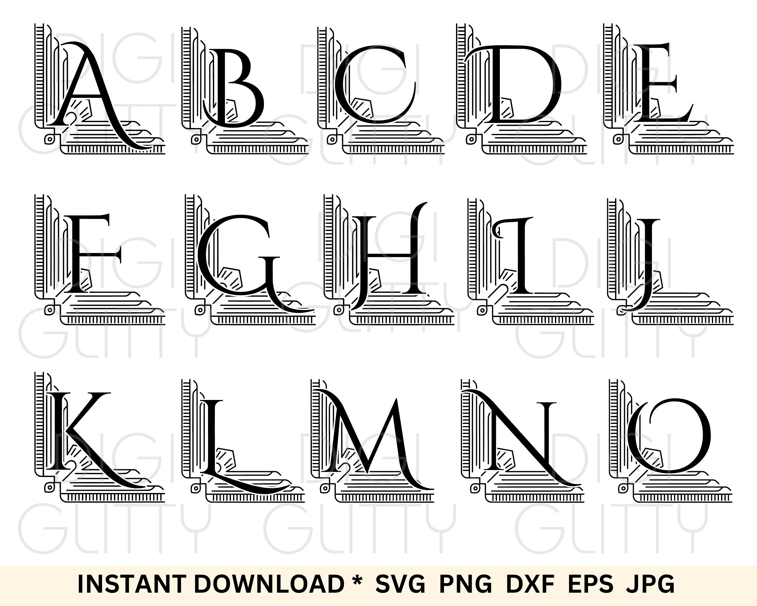 Elegant Art Deco Monogram SVG Cut Files Cricut and - Etsy