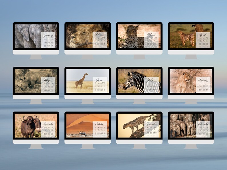 Desktop Wallpapers Calendar 2024 Template Canva Editable Etsy UK