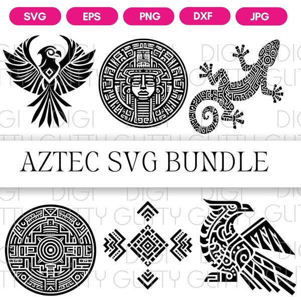 Aztec SVG Bundle, Set of 6 Southwestern Vectors, Cut Files for Cricut and Silhouette, digital download eps, dxf, png