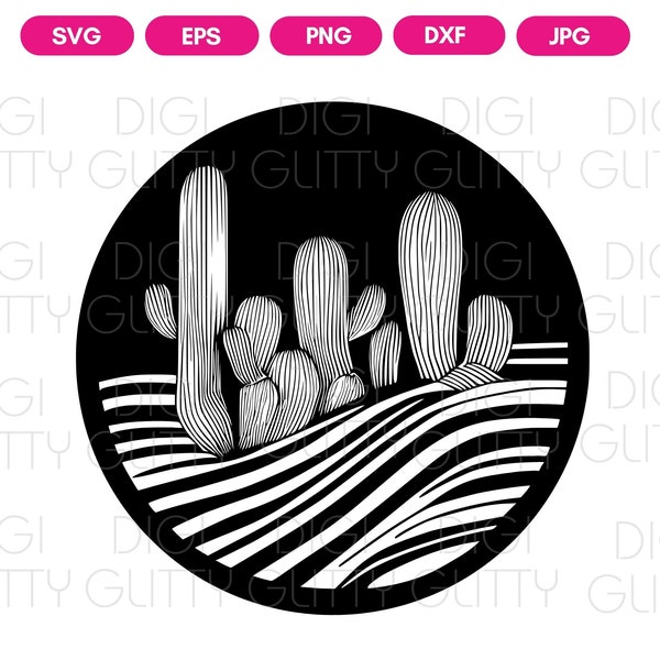 Mesmerizing Cactus Optical Art SVG,  Cricut Cut File, Shirt Design, Vinyl Decal, Commercial Use, Digital Download eps, dxf, png