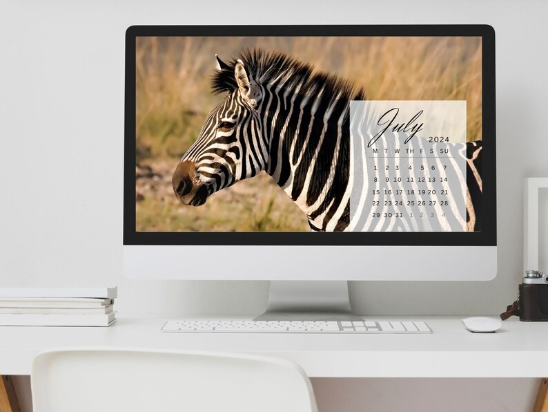 Desktop Wallpapers Calendar 2024 Template Canva Editable Etsy UK