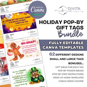 LOT d'étiquettes cadeaux pour les fêtes, édition sur toile, marketing immobilier, étiquette cadeau pour agent immobilier, recommandation, modèle modifiable
