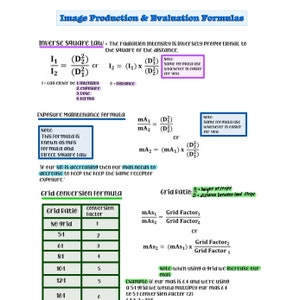 Radiology - X-Ray Technologist - Formulas for Physics, Image Production