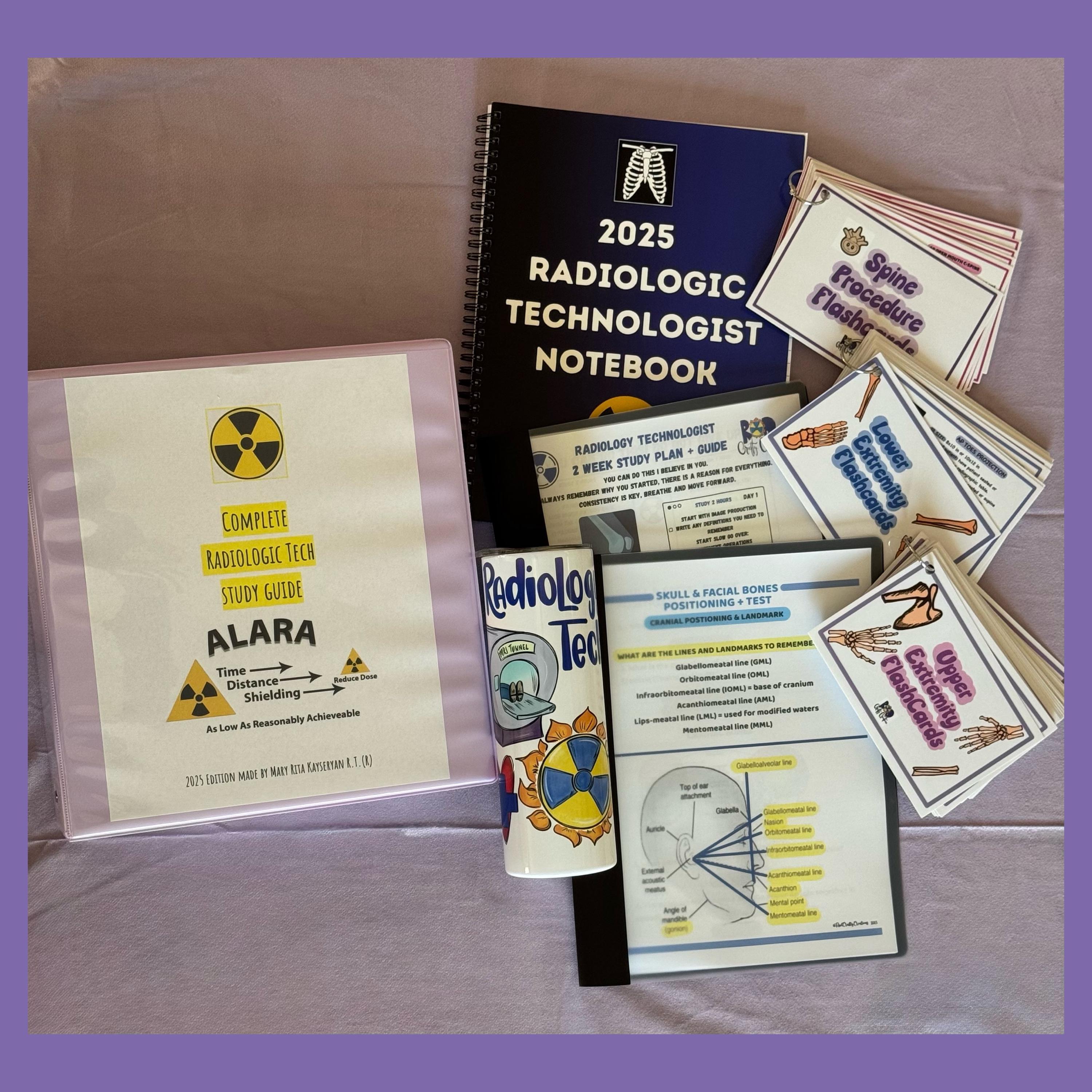 2025 Ultimate Complete Radiologic Tech Study Guide Bundle - Binder + 2025 Notebook + Packets + Flashcards + 20oz Tumbler - Radiography Guide
