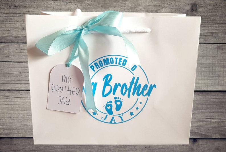 Big brother gift, New sibling gift, Brother gift bag, New baby bag, Promoted to big brother. image 2